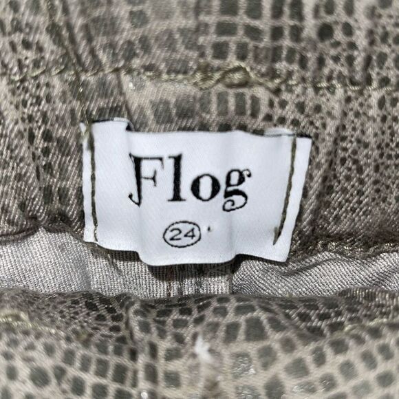Bevy Flog Shely Original Pant Silver Sage Gray Snakeskin Print Cotton Size 24 (2 - Picture 7 of 11